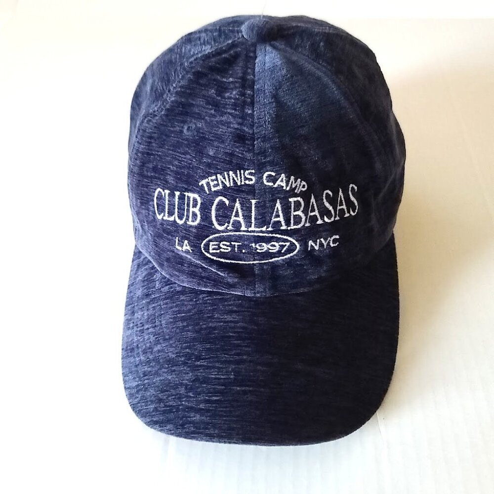 Anthropologie Corduroy Baseball Cap Club Calabasas Tennis Camp Navy Unisex NWOT